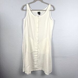 Eileen Fisher White Linen Sleeveless Dress Size Small